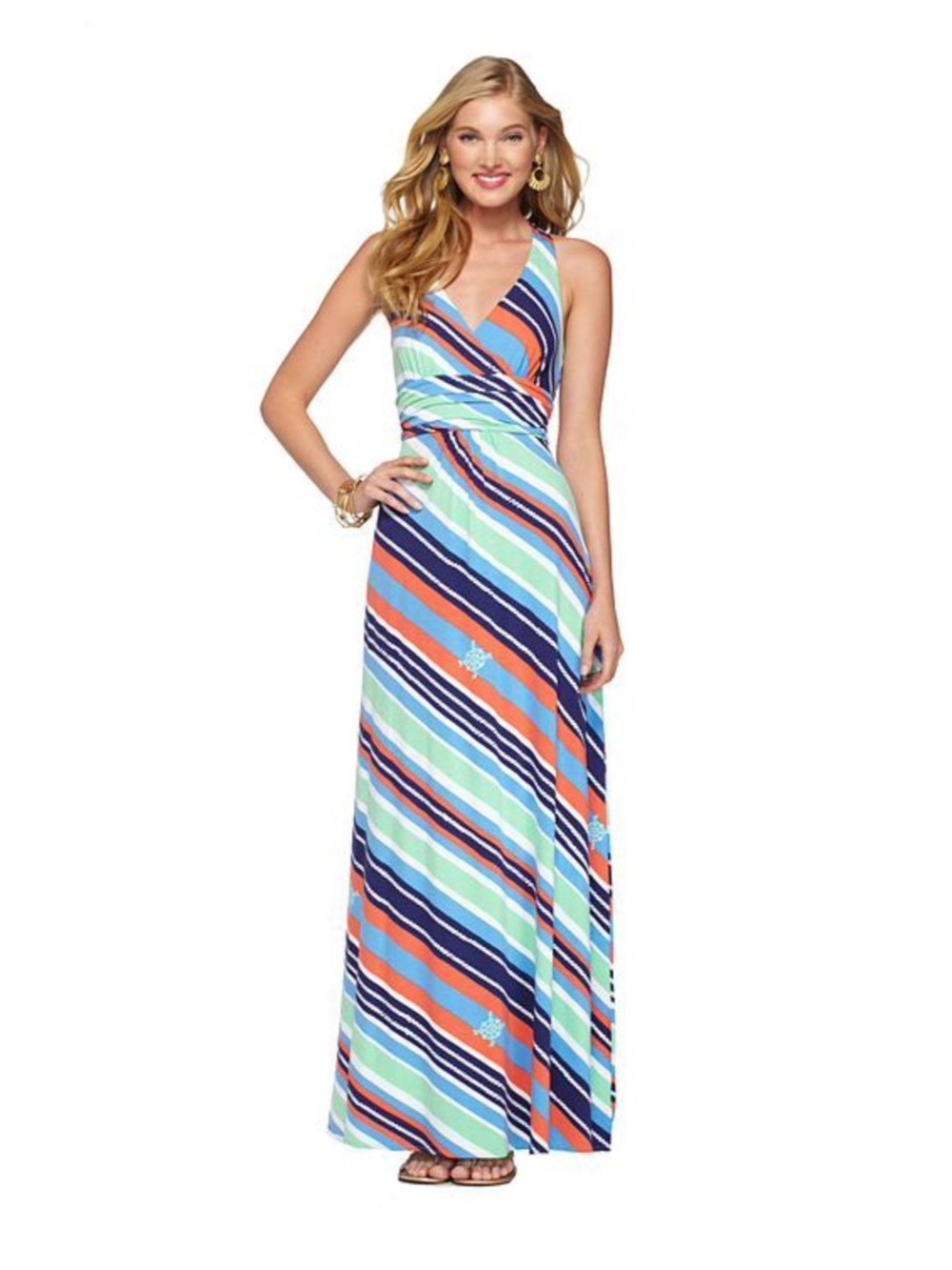 Colorful Striped Halter Maxi Dress